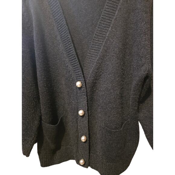 CAbi Cardigan Sweater Dark Gray Snap Front S Womens Warm Beaded Front Art Deco - Picture 3 of 6